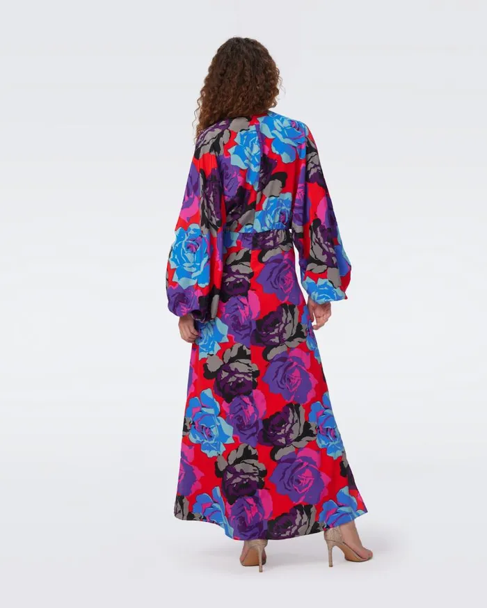 DVF Dresses Women Kason Dress Redemption Rose Blue Red