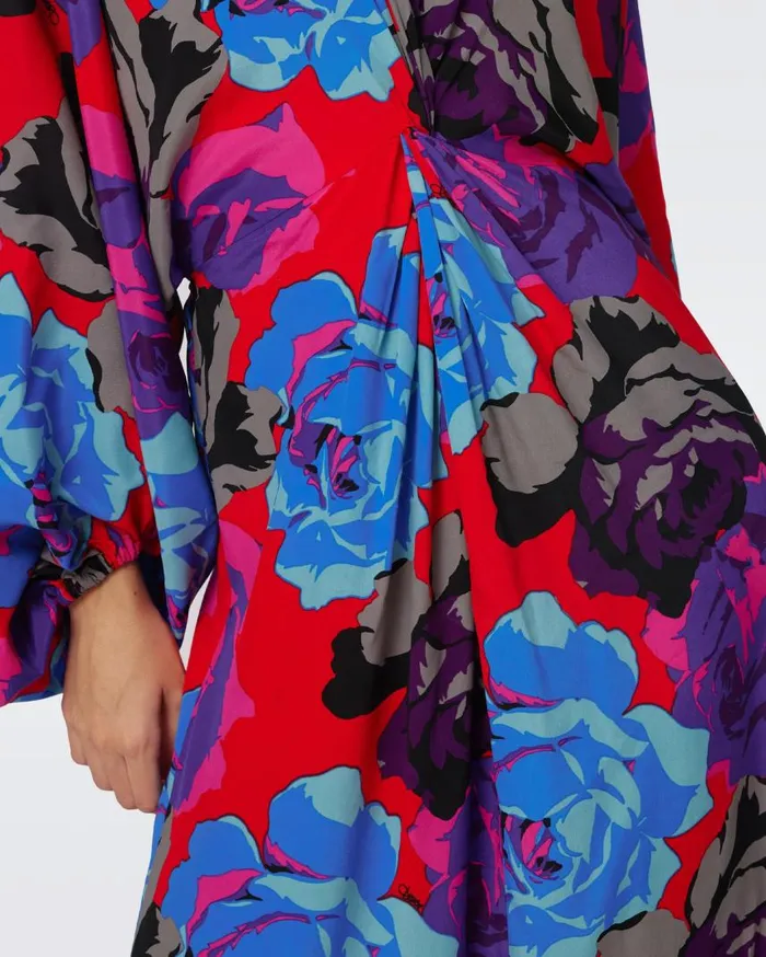 DVF Dresses Women Kason Dress Redemption Rose Blue Red