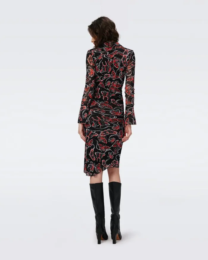 DVF Dresses Women Lilly Mesh Dress Tiny Flutterfly