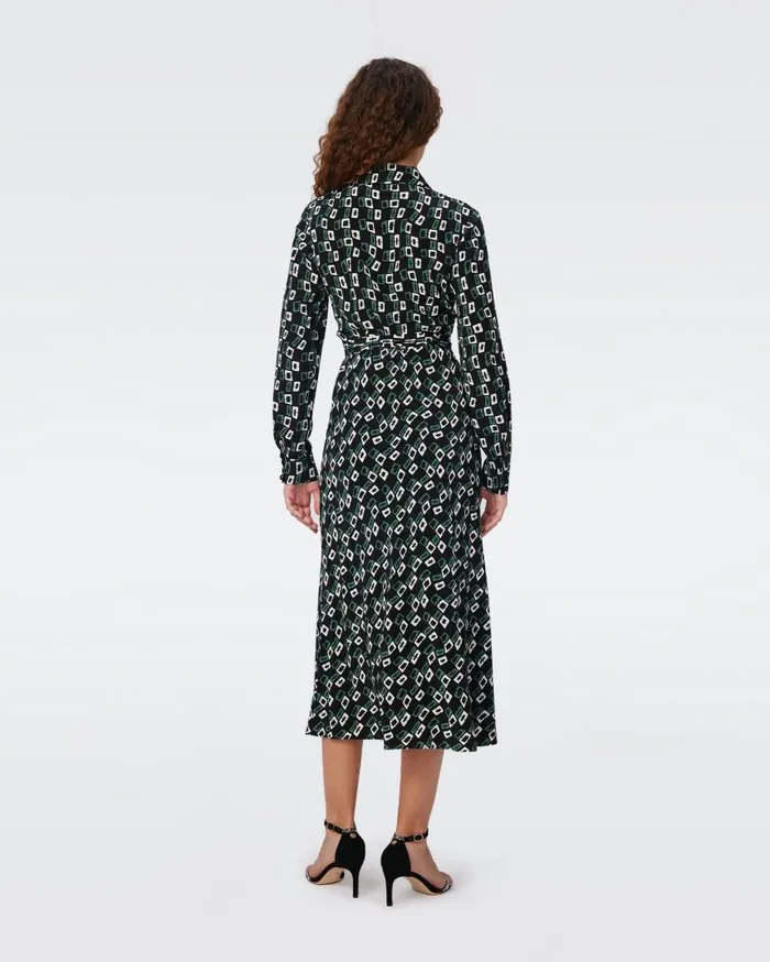 DVF Dresses Women Tori Wrap Dress Tiny Chain Spots Black