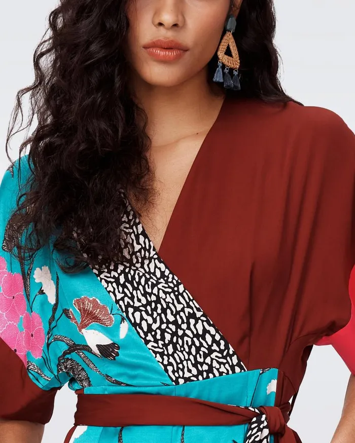 DVF Jumpsuits and Rompers Women Rinna Jumpsuit Festvial Floral Teal And Chestnut