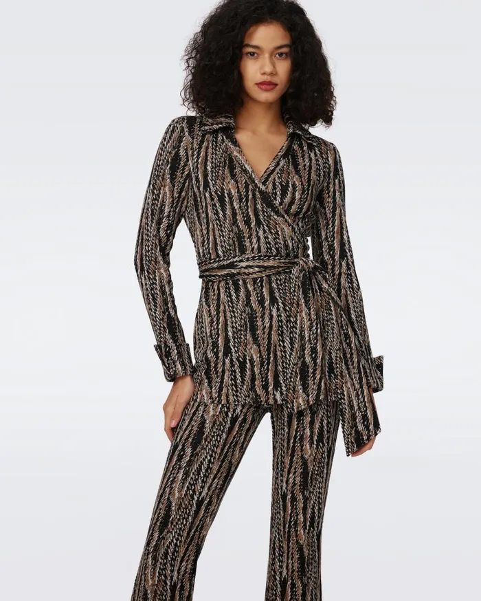 DVF Pants and Shorts Women Burano Jacquard Pants Tiny Feather Boa