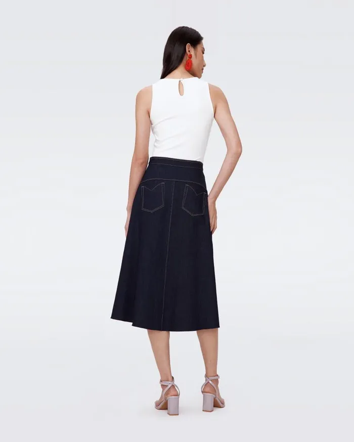 DVF Skirts Women Salome Denim Skirt Denim Blue