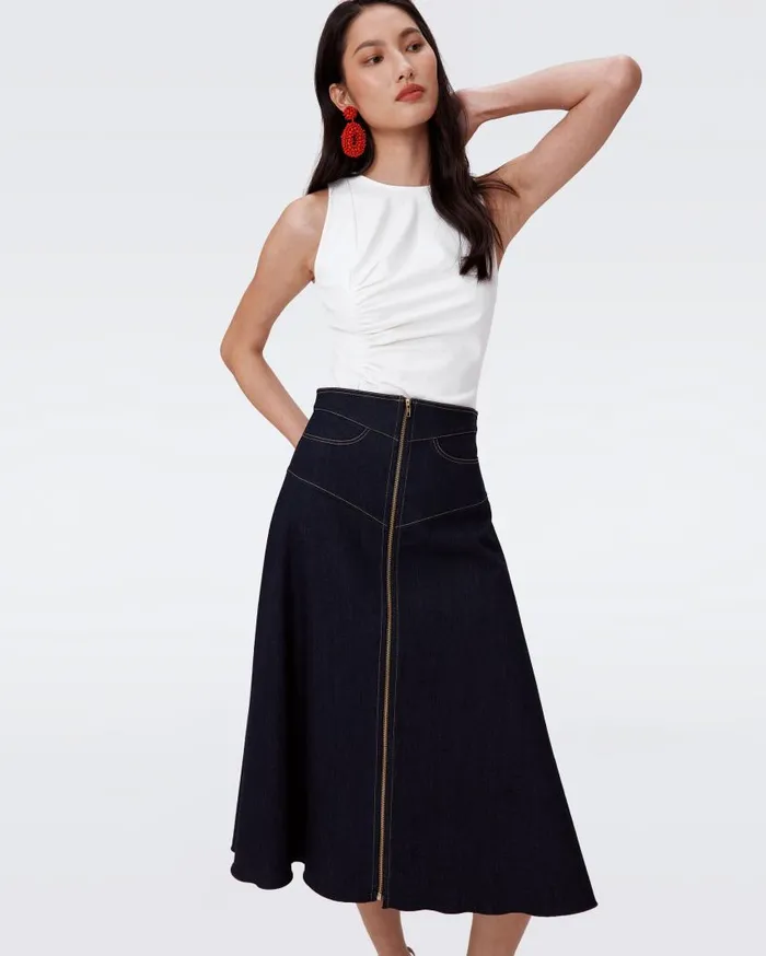 DVF Skirts Women Salome Denim Skirt Denim Blue