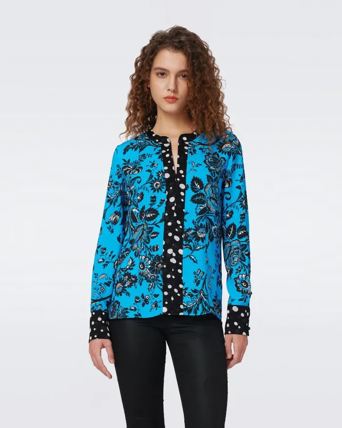 DVF Tops Women Albie Top Night Vine Blue And Tiny Gig Tile
