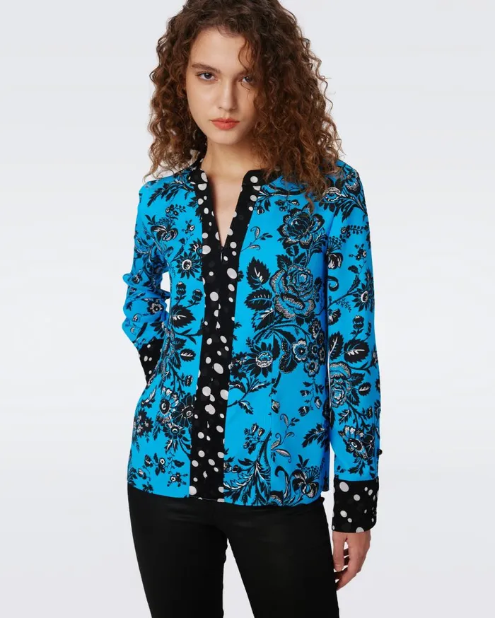 DVF Tops Women Albie Top Night Vine Blue And Tiny Gig Tile