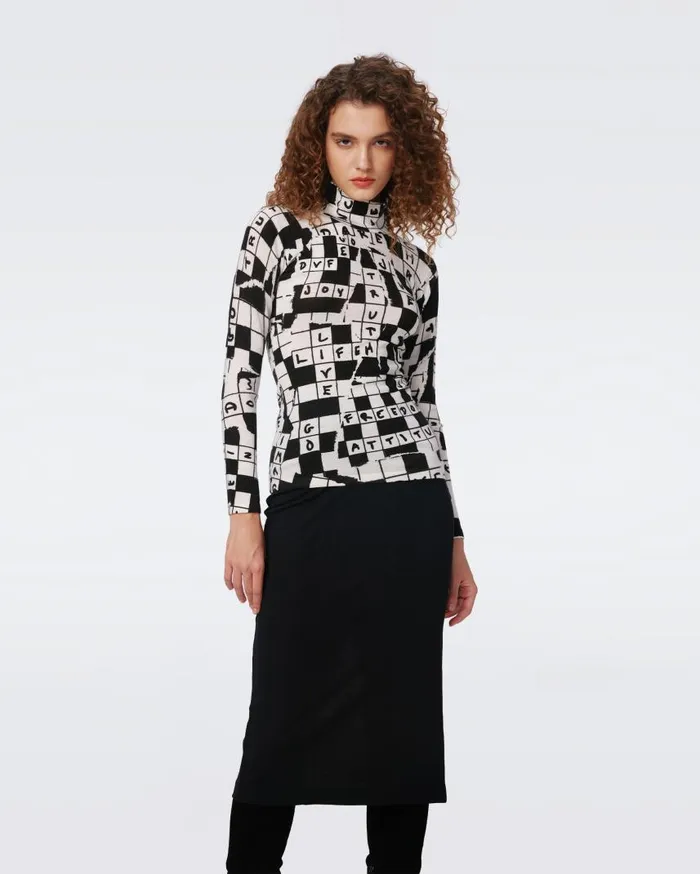DVF Tops Women Brandy Wool Top Dvf 50th Crossword Ivory