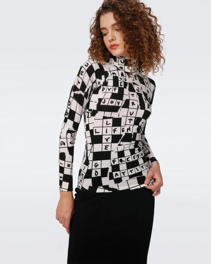 DVF Tops Women Brandy Wool Top Dvf 50th Crossword Ivory