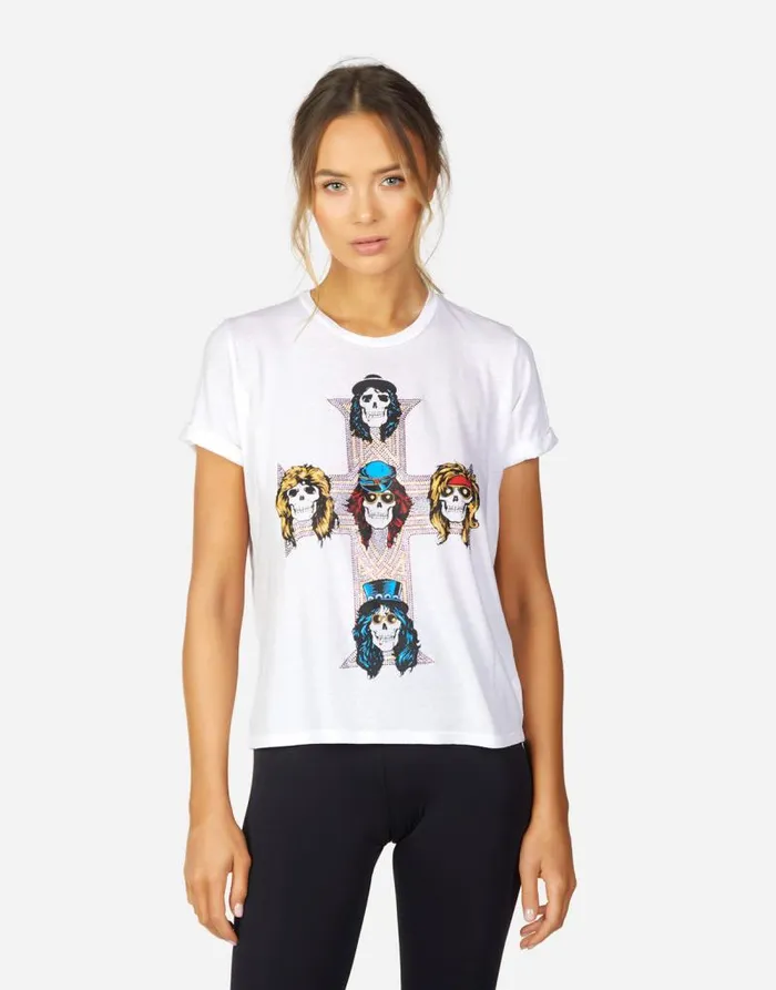 Edda Guns N039 Roses Cross White Women Lauren Moshi Short Sleeve