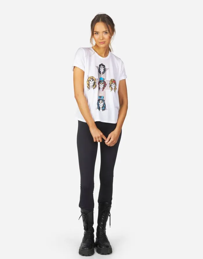Edda Guns N039 Roses Cross White Women Lauren Moshi Short Sleeve