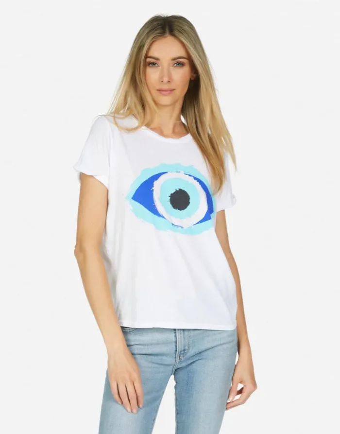 Edda Painted Evil Eye White Women Lauren Moshi Short Sleeve