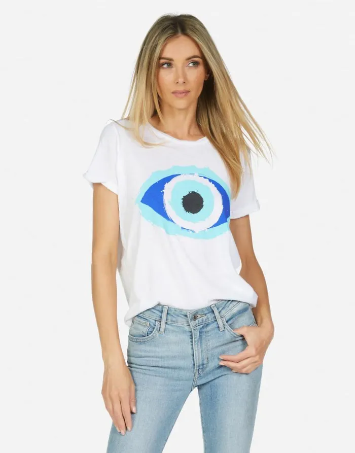 Edda Painted Evil Eye White Women Lauren Moshi Short Sleeve