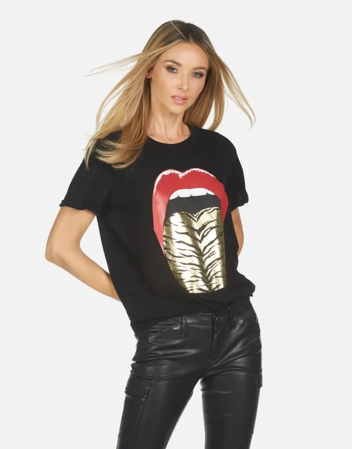 Edda Tiger Tongue Black Women Lauren Moshi Short Sleeve
