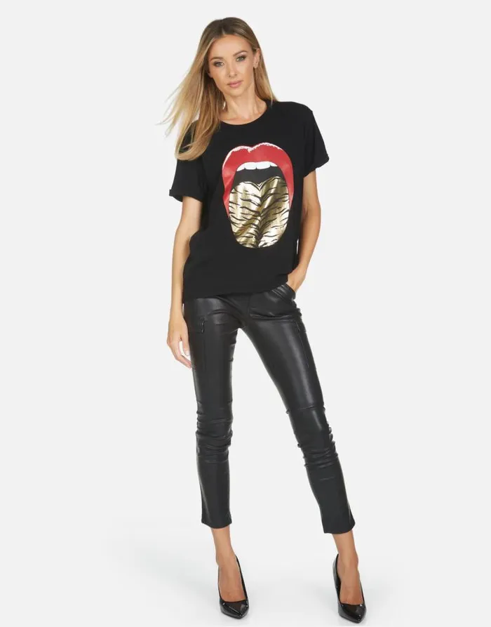 Edda Tiger Tongue Black Women Lauren Moshi Short Sleeve