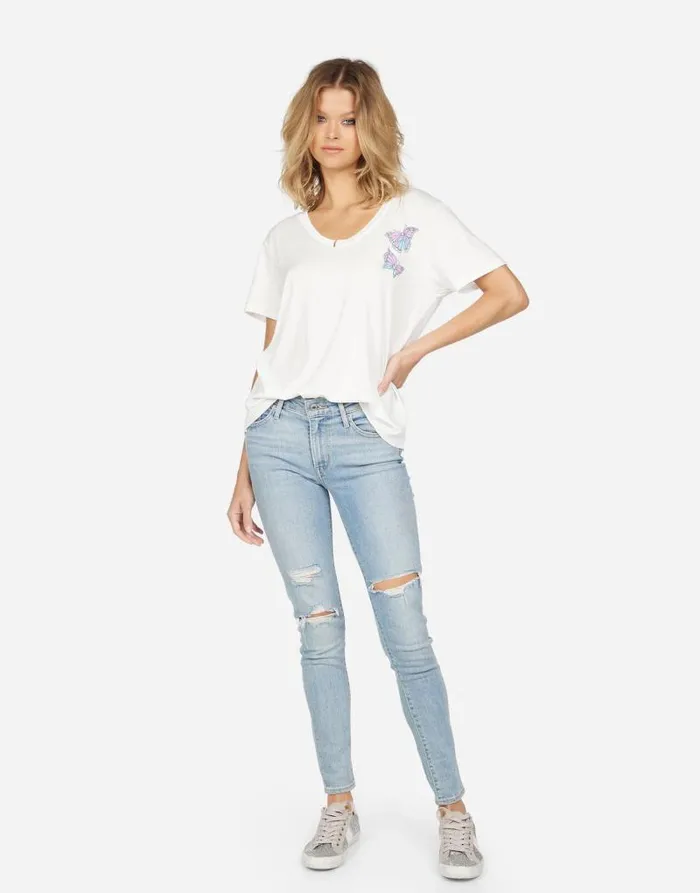 Elara Color Butterfly Skull Burst Milk Women Lauren Moshi Short Sleeve