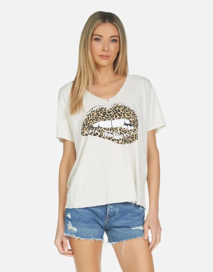 Elara Leopard Lip Ivory Women Lauren Moshi Short Sleeve