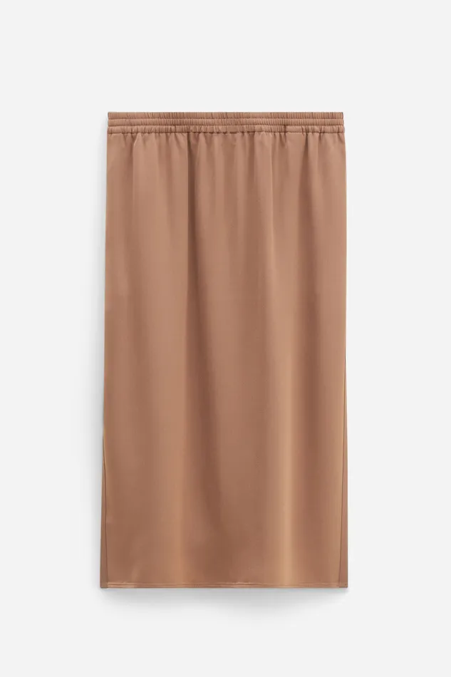 Elasticated Waist Skirt Light Brown Women Skirts filippak