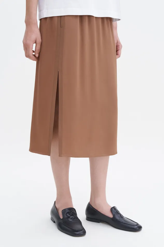 Elasticated Waist Skirt Light Brown Women Skirts filippak