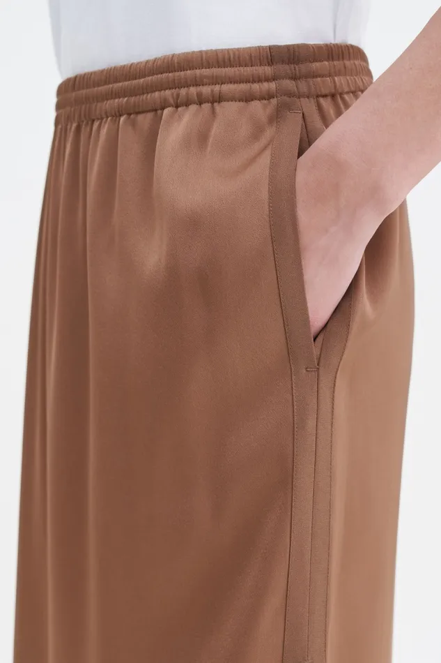 Elasticated Waist Skirt Light Brown Women Skirts filippak
