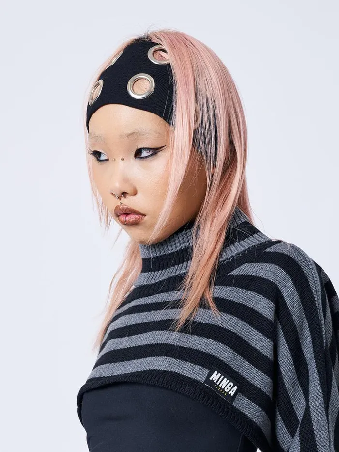 Elektra Black Metallic Hole Headband Women Minga London Hats and Hair Pieces