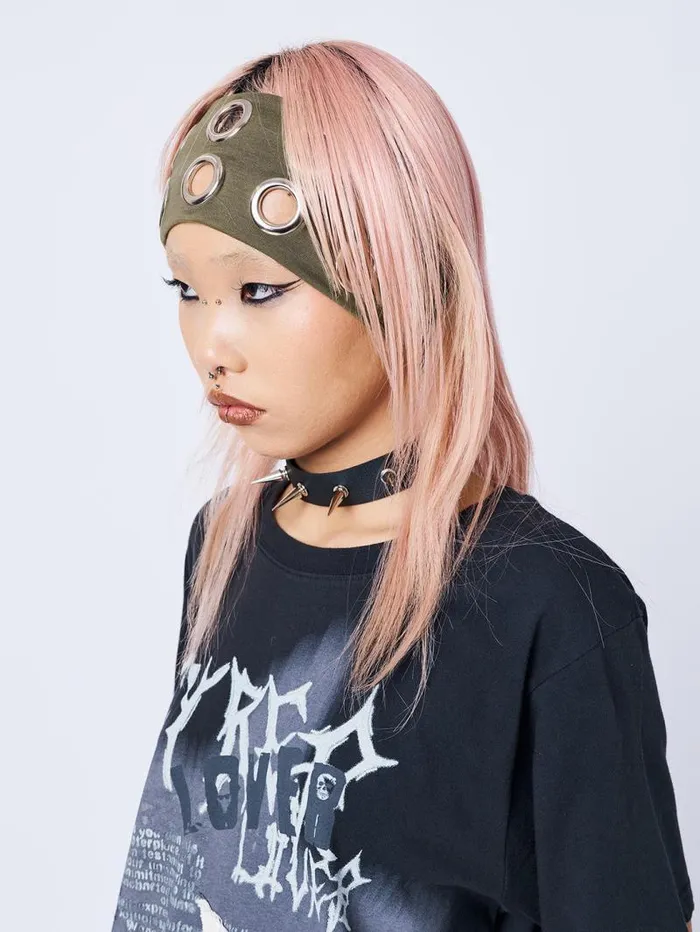 Elektra Green Metallic Hole Headband Women Minga London Hats and Hair Pieces