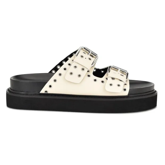 Eleny Buckle Slide Sandals Chic Cream Women Nine West Sandals