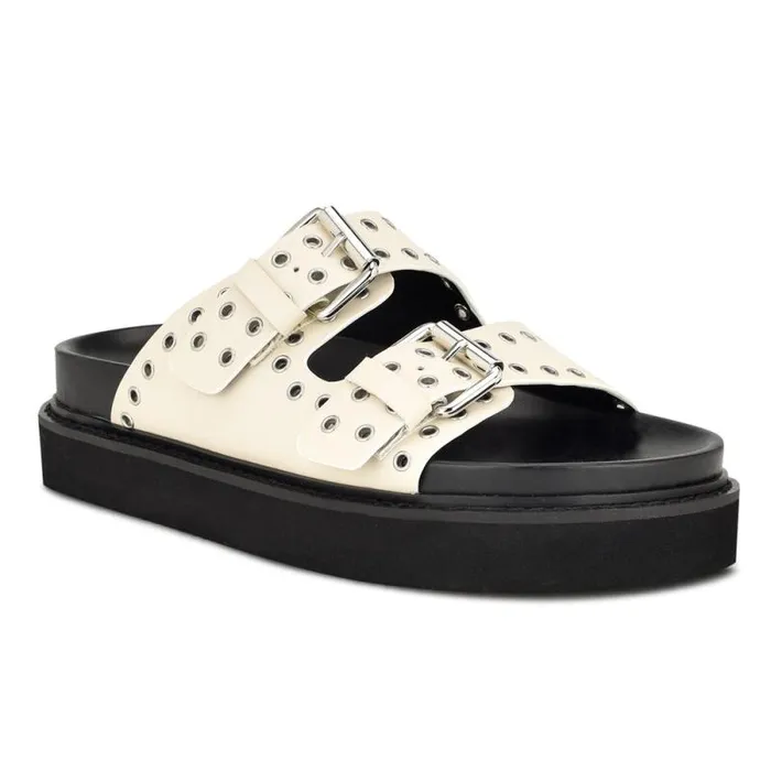 Eleny Buckle Slide Sandals Chic Cream Women Nine West Sandals Eleny Buckle Slide Sandals Chic Cream Women Nine West Sandals