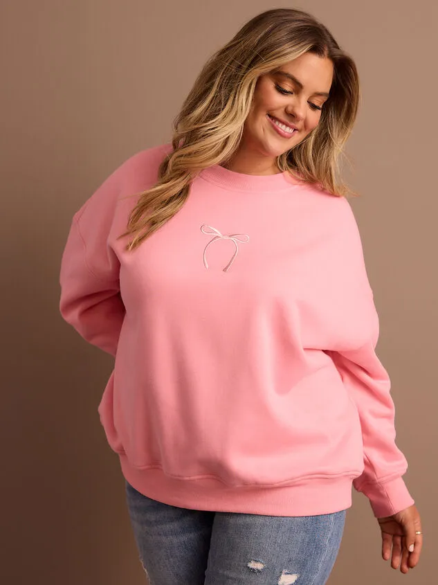 Embroidered Bow Sweatshirt Pink Women Altar039d State Tops