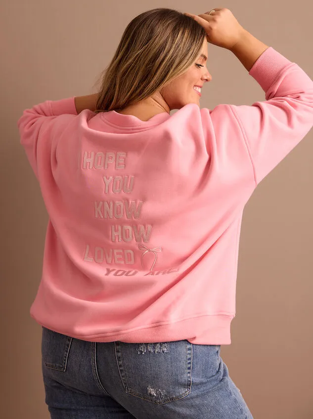 Embroidered Bow Sweatshirt Pink Women Altar039d State Tops Embroidered Bow Sweatshirt Pink Women Altar039d State Tops