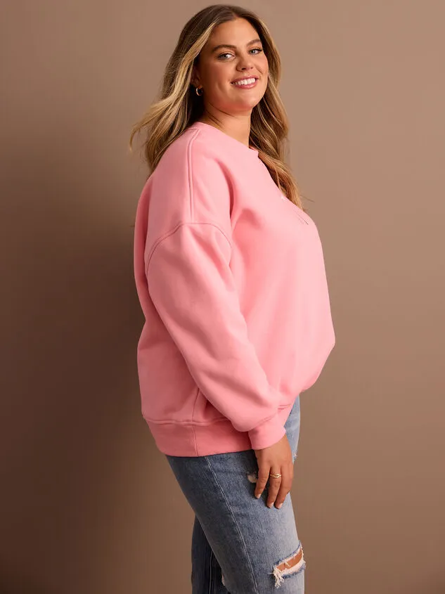 Embroidered Bow Sweatshirt Pink Women Altar039d State Tops Embroidered Bow Sweatshirt Pink Women Altar039d State Tops