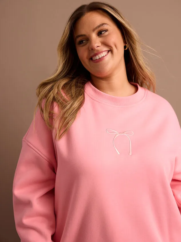 Embroidered Bow Sweatshirt Pink Women Altar039d State Tops Embroidered Bow Sweatshirt Pink Women Altar039d State Tops
