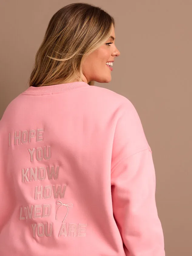 Embroidered Bow Sweatshirt Pink Women Altar039d State Tops Embroidered Bow Sweatshirt Pink Women Altar039d State Tops