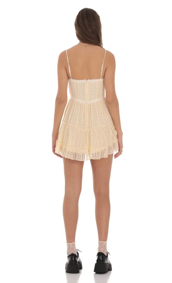 Embroidered Front Ties Dress Cream Women LUCY IN THE SKY Mini Dresses Embroidered Front Ties Dress Cream Women LUCY IN THE SKY Mini Dresses