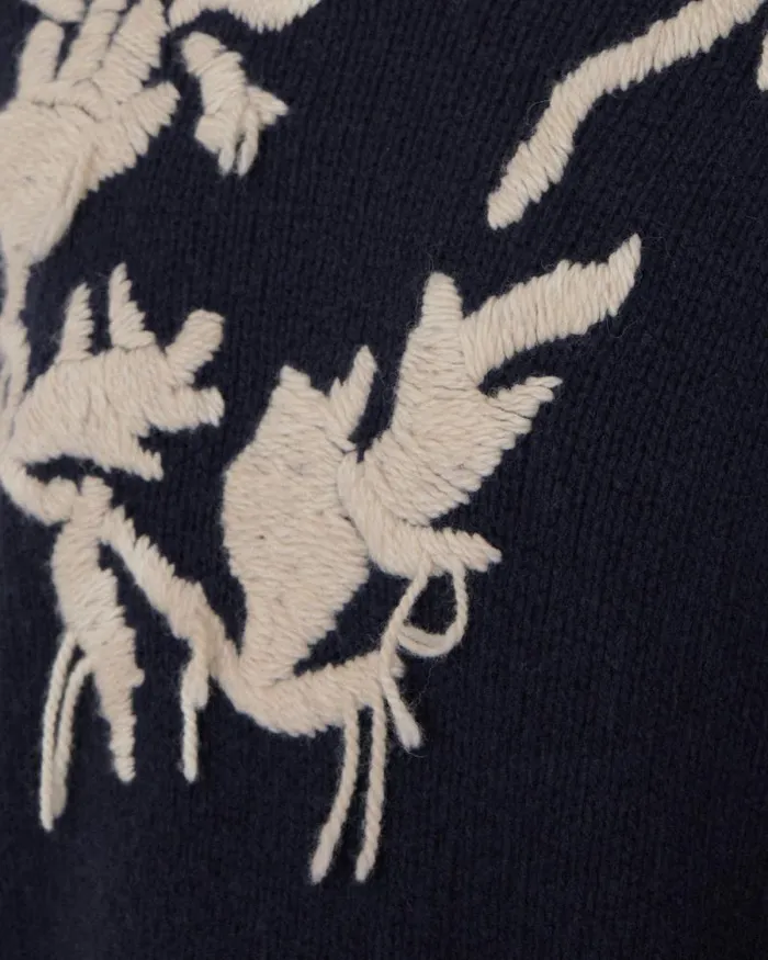 Embroidered Knitted Jumper Navy Women Jigsaw Knitwear and Cashmere