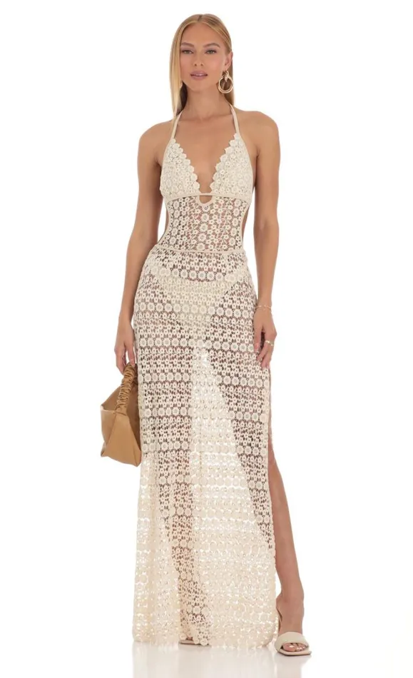 Embroidered Two Piece Set Ivory Women LUCY IN THE SKY Maxi Dresses