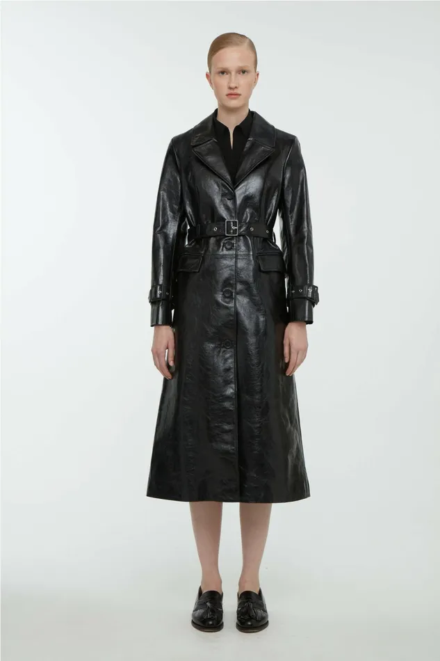 Emilia Wickstead Brady Leather Trench Coat Women Jackets And Coats
