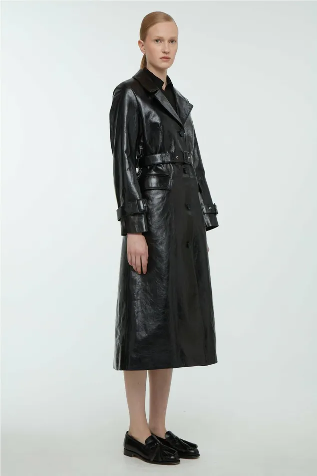 Emilia Wickstead Brady Leather Trench Coat Women Jackets And Coats