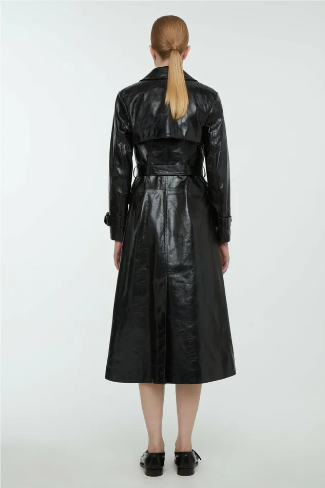 Emilia Wickstead Brady Leather Trench Coat Women Jackets And Coats