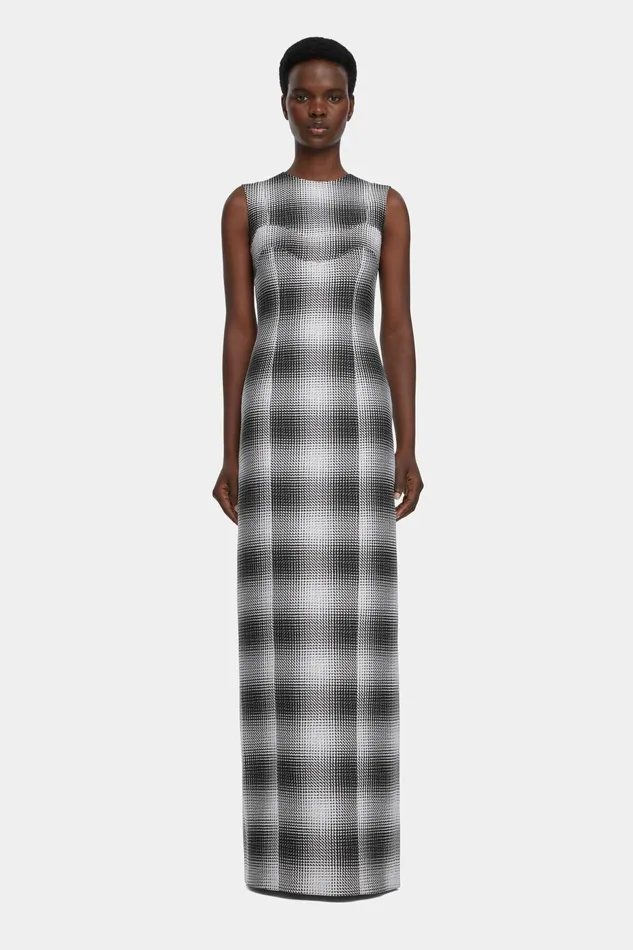 Emilia Wickstead Celene Dress In Black and White Checked Cloque Women Dresses