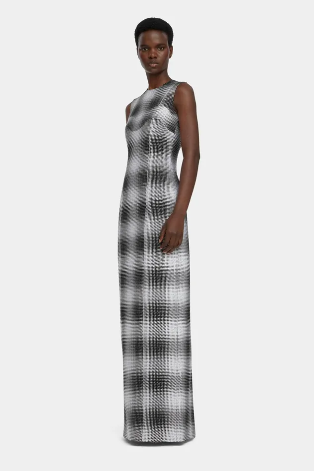 Emilia Wickstead Celene Dress In Black and White Checked Cloque Women Dresses Emilia Wickstead Celene Dress In Black and White Checked Cloque Women Dresses