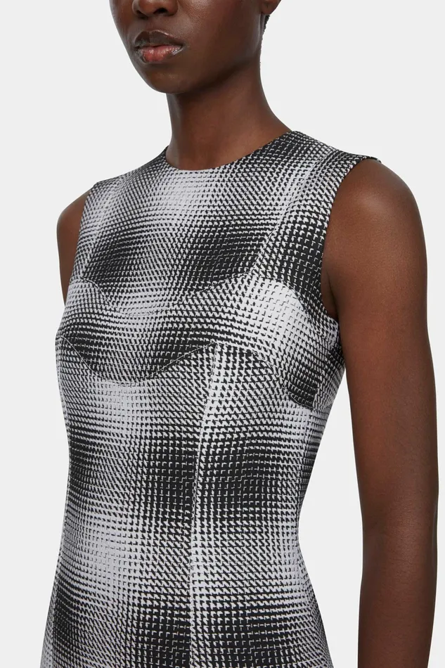 Emilia Wickstead Celene Dress In Black and White Checked Cloque Women Dresses Emilia Wickstead Celene Dress In Black and White Checked Cloque Women Dresses