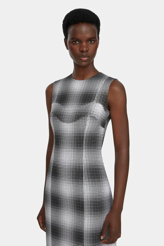 Emilia Wickstead Celene Dress In Black and White Checked Cloque Women Dresses Emilia Wickstead Celene Dress In Black and White Checked Cloque Women Dresses
