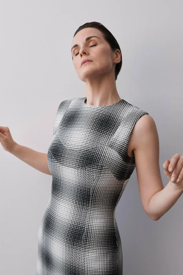Emilia Wickstead Celene Dress In Black and White Checked Cloque Women Dresses Emilia Wickstead Celene Dress In Black and White Checked Cloque Women Dresses