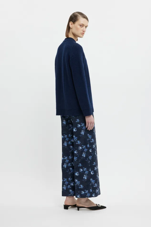 Emilia Wickstead Daffy Trousers In Ditsy Rose On Navy Taffeta Faille Women Trousers Emilia Wickstead Daffy Trousers In Ditsy Rose On Navy Taffeta Faille Women Trousers