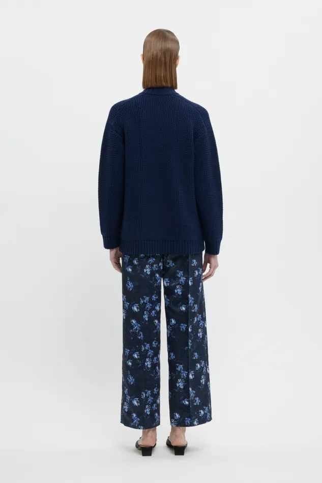 Emilia Wickstead Daffy Trousers In Ditsy Rose On Navy Taffeta Faille Women Trousers Emilia Wickstead Daffy Trousers In Ditsy Rose On Navy Taffeta Faille Women Trousers