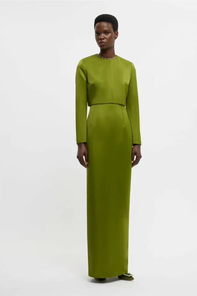 Emilia Wickstead Haydee Jacket In Olive Green Doppio Satin Women Jackets And Coats Emilia Wickstead Haydee Jacket In Olive Green Doppio Satin Women Jackets And Coats