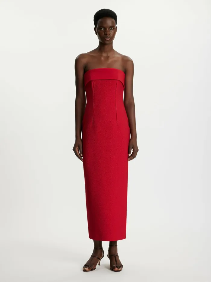 Emilia Wickstead Keeley Dress In Bright Red Cloque Women Dresses