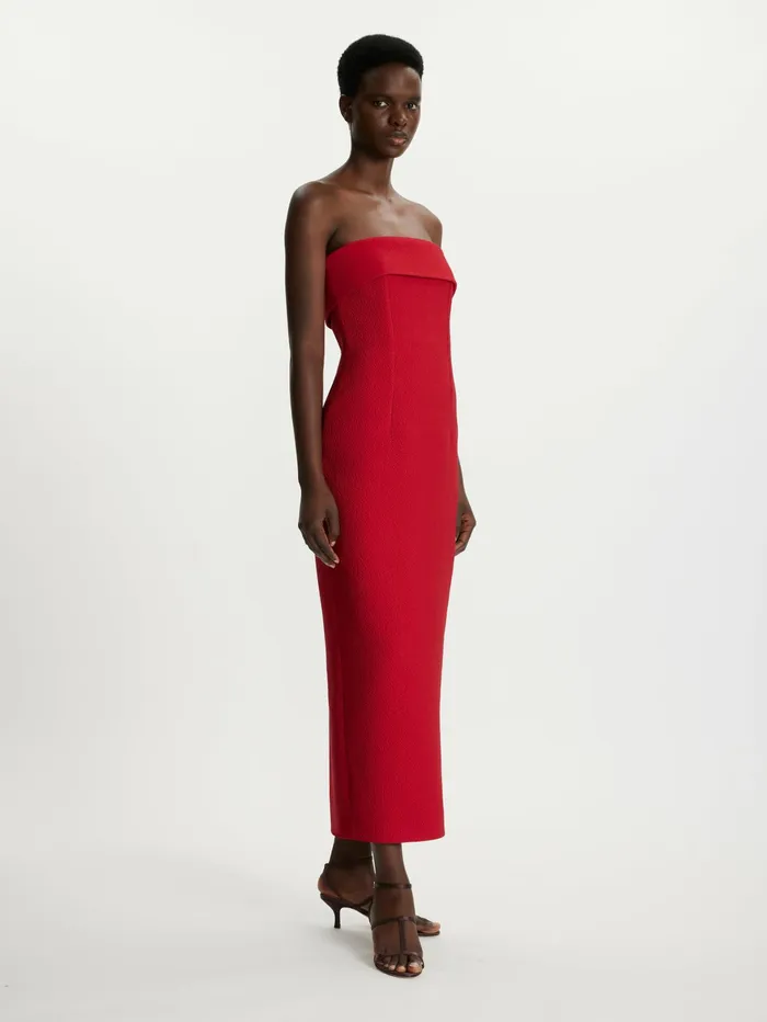 Emilia Wickstead Keeley Dress In Bright Red Cloque Women Dresses