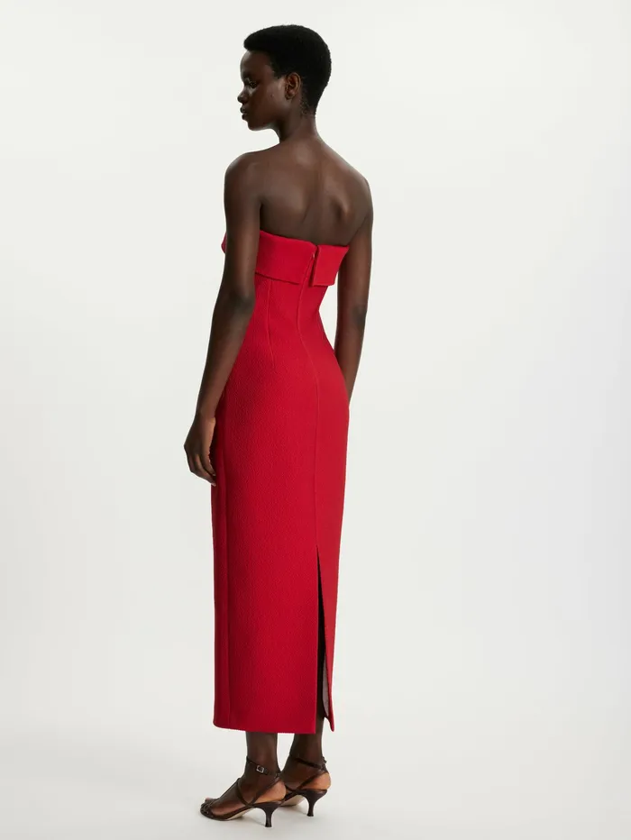 Emilia Wickstead Keeley Dress In Bright Red Cloque Women Dresses