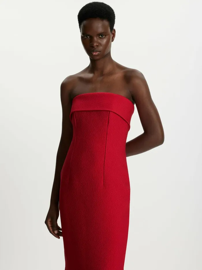 Emilia Wickstead Keeley Dress In Bright Red Cloque Women Dresses